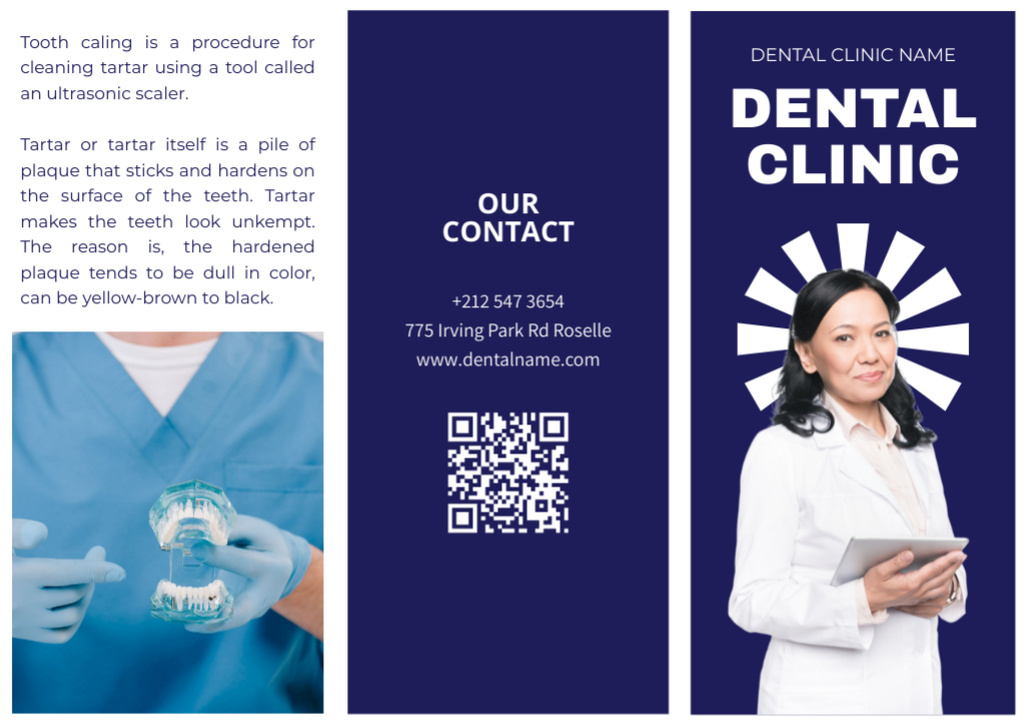 Dental Clinic Services with Professional Dentist Brochureデザインテンプレート