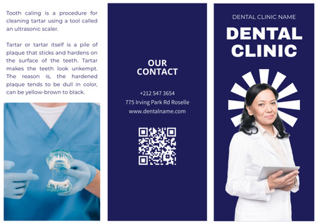 Ontwerpsjabloon van Brochure van Tandheelkundige kliniekdiensten met professionele tandarts