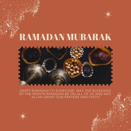 Congratulations on Ramadan with Picture of Nuts and Dried Fruits Instagram Design Template