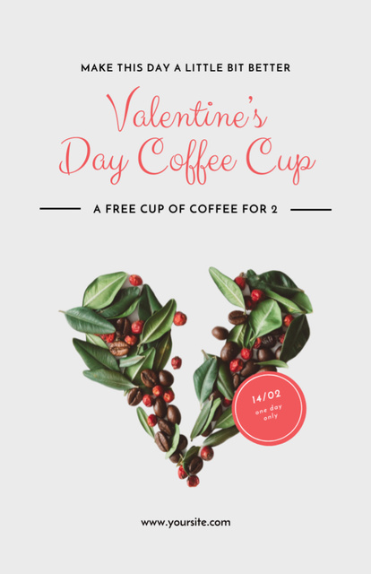 Valentine's Day Celebration with Coffee Beans Heart Flyer 5.5x8.5inデザインテンプレート