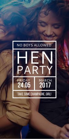 Hen Party invitation with Girls Dancing Graphic Design Template