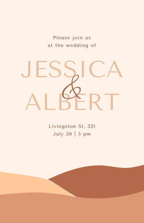 Wedding Day Announcement with Desert Mountains Invitation 5.5x8.5in Design Template