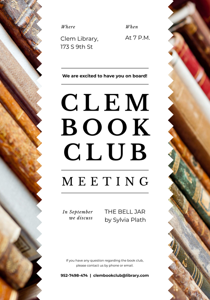 Exciting Reading Club Gathering Promotion with Books Poster 28x40in tervezősablon