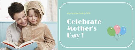 Mother's Day with Mom reading with Child Facebook cover Design Template