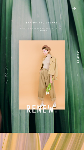 Woman in Spring Beige Outfit Instagram Video Story Design Template