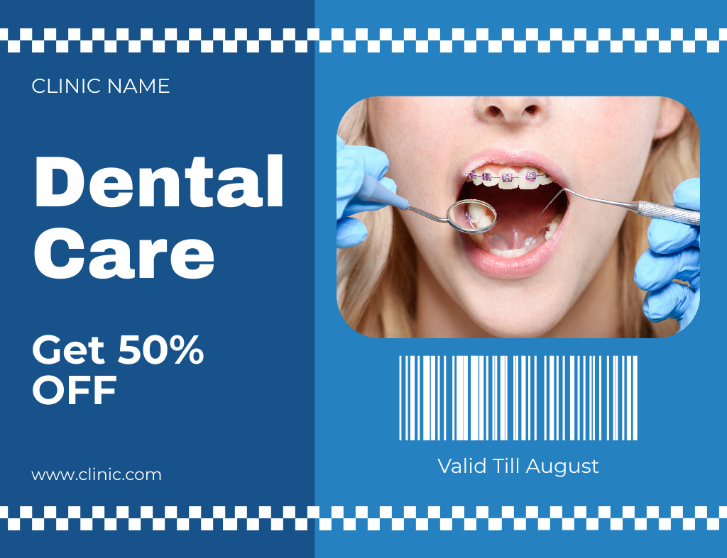Ontwerpsjabloon van Thank You Card 5.5x4in Horizontal van Offer of Discount on Services by Dental Center
