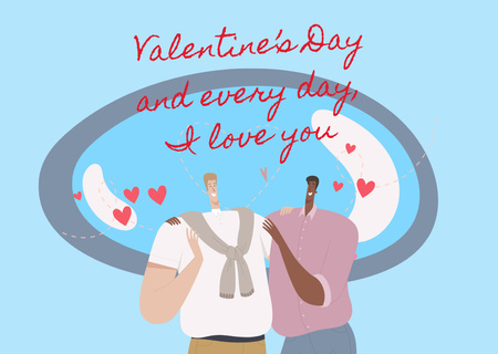 Men in Love on Valentine's Day Card Πρότυπο σχεδίασης