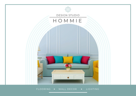 Design Studio Ad with Modern Home Poster B2 Horizontal Tasarım Şablonu