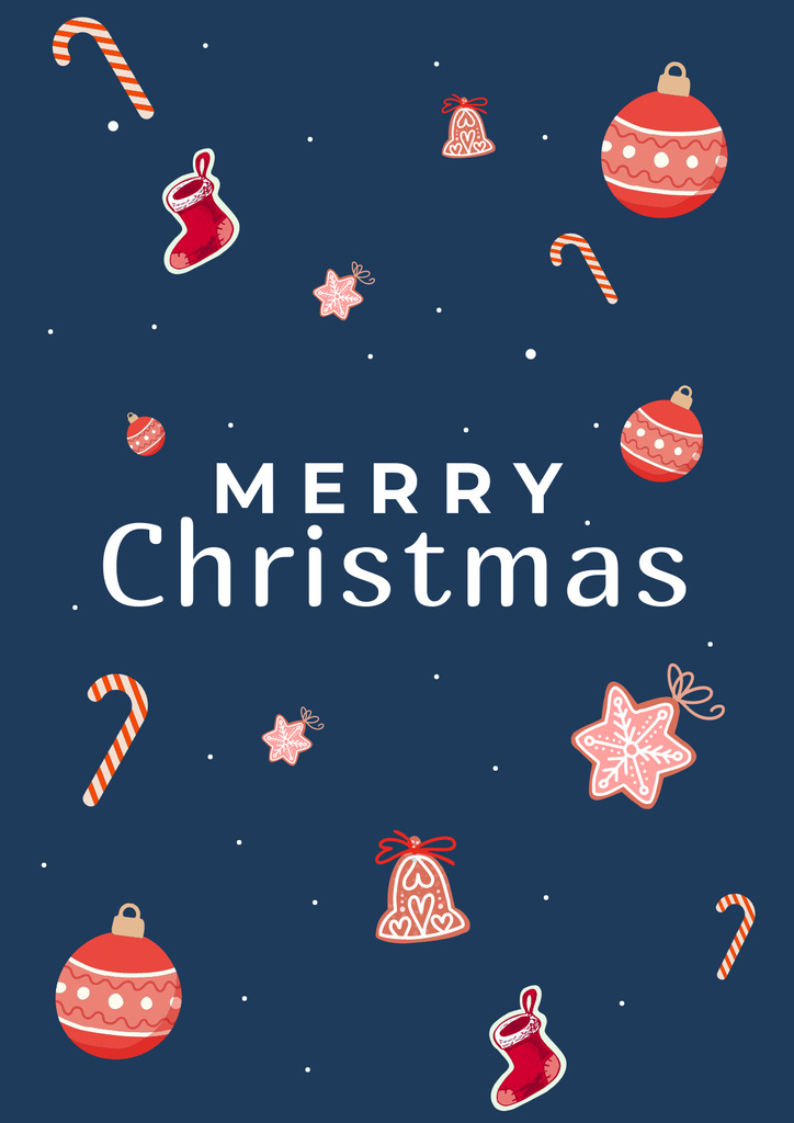 Szablon projektu Christmas Cheers with Holiday Items in Blue Poster
