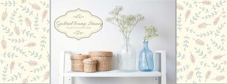 Home Decor Advertisement with Vases and Baskets Facebook cover Design Template