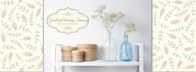 Home Decor Advertisement with Vases and Baskets Facebook coverデザインテンプレート