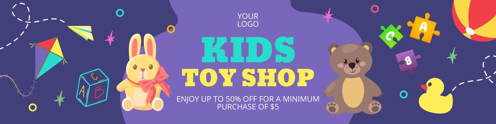 Designvorlage Discount on Minimum Purchase in Children's Store für Twitter