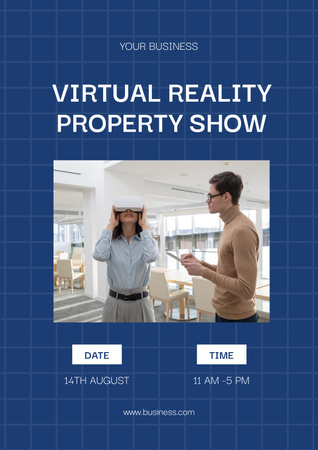 Room Tour in Virtual Reality Glasses Poster Design Template