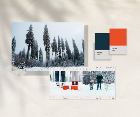 Winter Inspiration with Couple in Snowy Forest Facebook Design Template