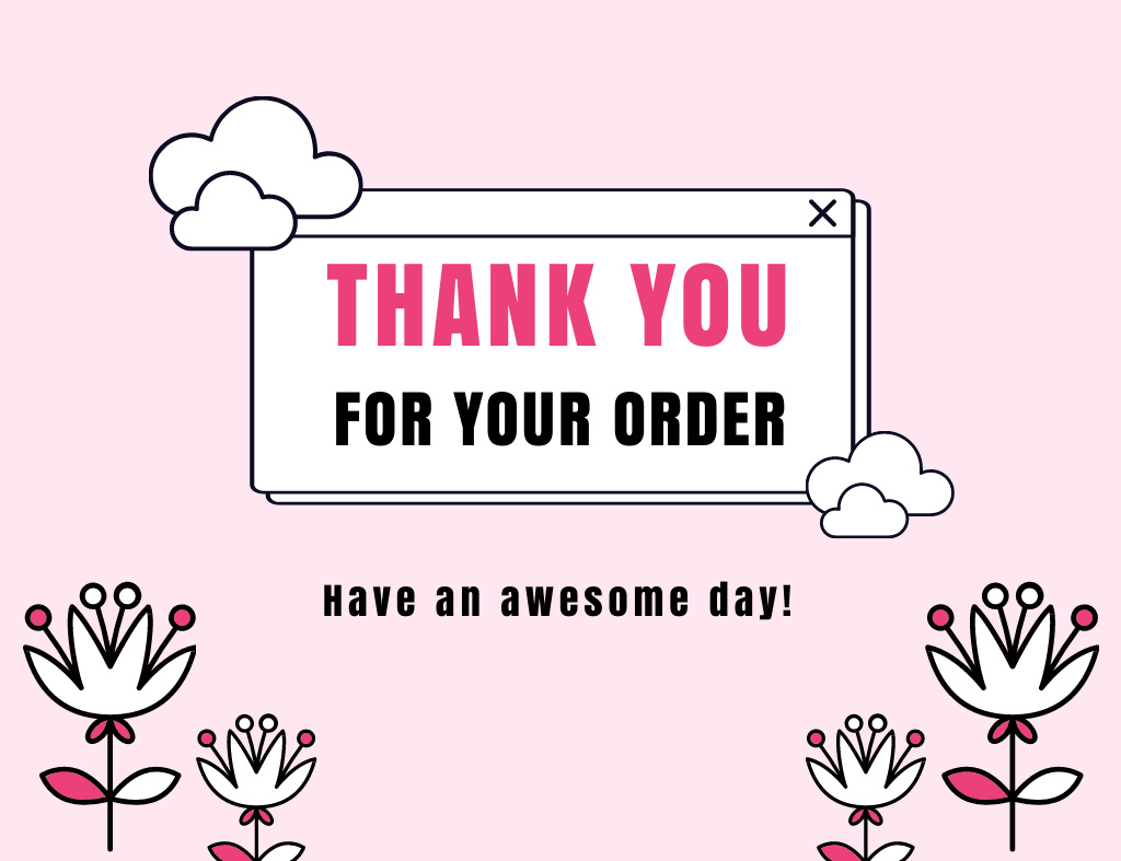 Thank You for Your Order Text in Web Window Thank You Card 5.5x4in Horizontalデザインテンプレート