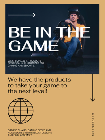 Platilla de diseño Gaming Gear Ad with Player Poster 36x48in
