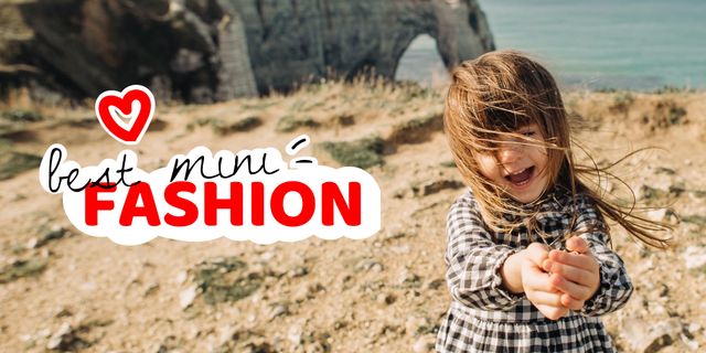Kids' Clothes ad with Cute Girl Twitterデザインテンプレート