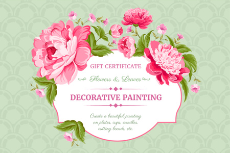 Decorative painting workshop gift certificate Gift Certificate Tasarım Şablonu