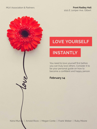 Gerbera Flower with love inscription Poster US – шаблон для дизайну