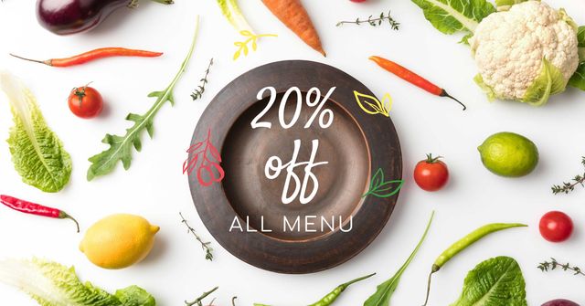 Plantilla de diseño de Meal with greens and Vegetables Facebook AD 