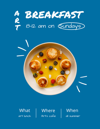 Art Cafe tarjoaa juustopannukakkuja aamiaiseksi Poster 8.5x11in Design Template