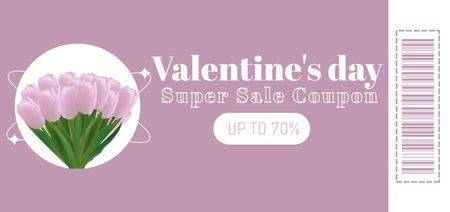 Super Sale for Valentine's Day with Tulips Coupon Din Large Πρότυπο σχεδίασης