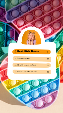 Cute Little Girl with Colorful Poppit Toy Instagram Story Design Template
