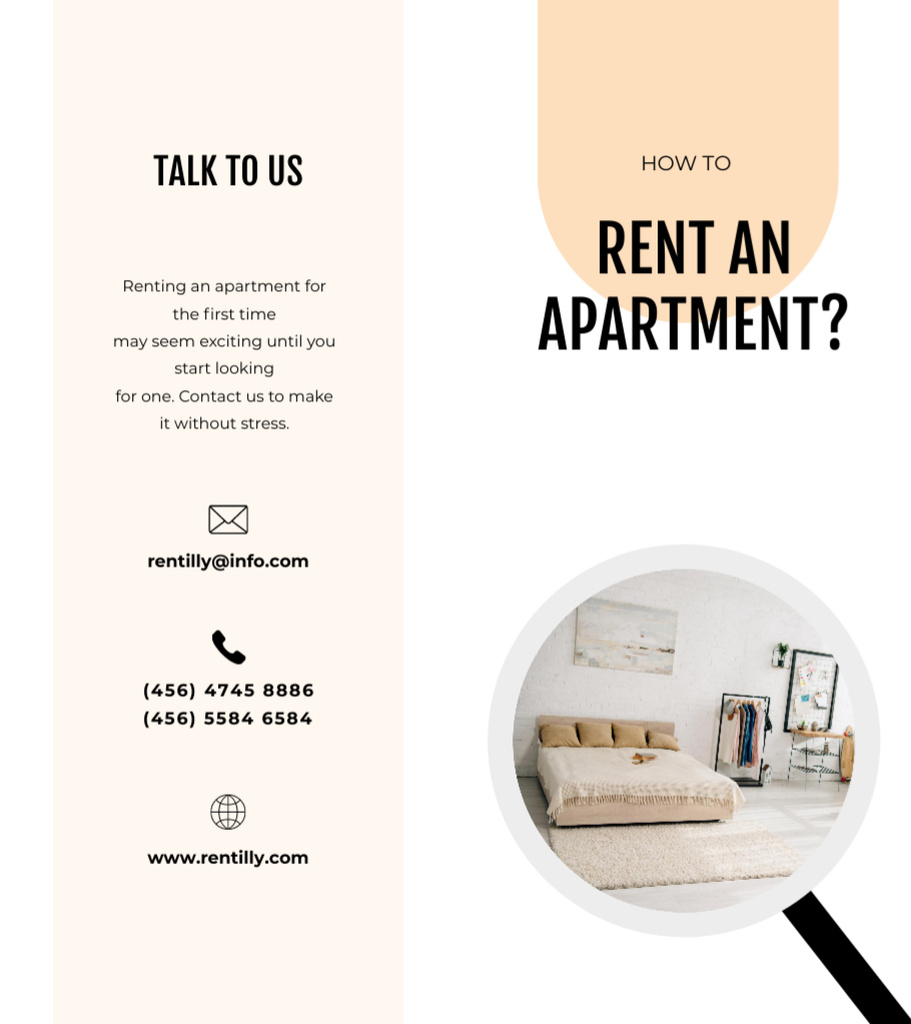 Ontwerpsjabloon van Brochure 9x8in Bi-fold van Modern Apartment Rent Guide For Beginner