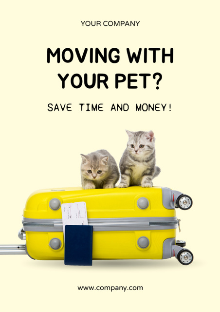 Travel Tips with Pets with Cute Kittens Flyer A4 Tasarım Şablonu