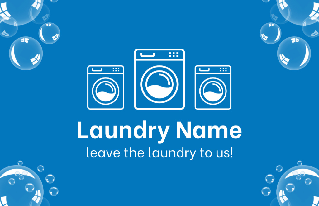 Plantilla de diseño de Laundry Service Offer on Blue Business Card 85x55mm 