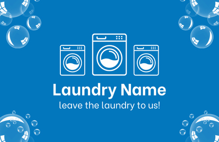 Plantilla de diseño de Oferta de servicio de lavandería en azul Business Card 85x55mm 