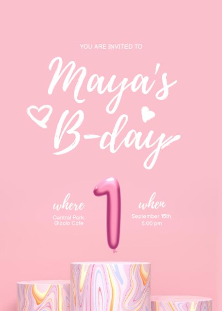 Plantilla de diseño de One year old Baby Birthday Celebration Announcement Invitation 