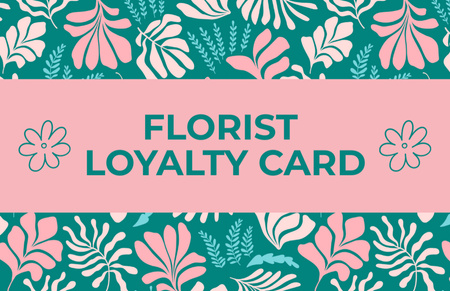 Florist's Services Green and Pink Loyalty Business Card 85x55mm – шаблон для дизайну