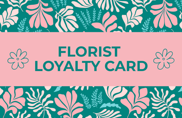 Florist's Services Green and Pink Loyalty Business Card 85x55mm Design Template