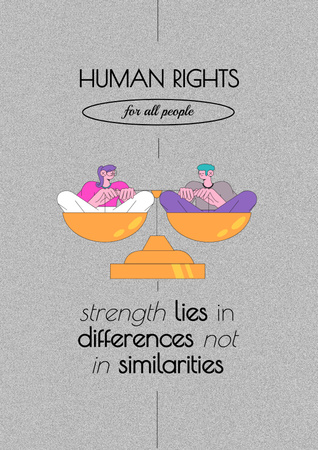 Designvorlage Sensibilisierung für Menschenrechte mit kreativer Illustration für Poster
