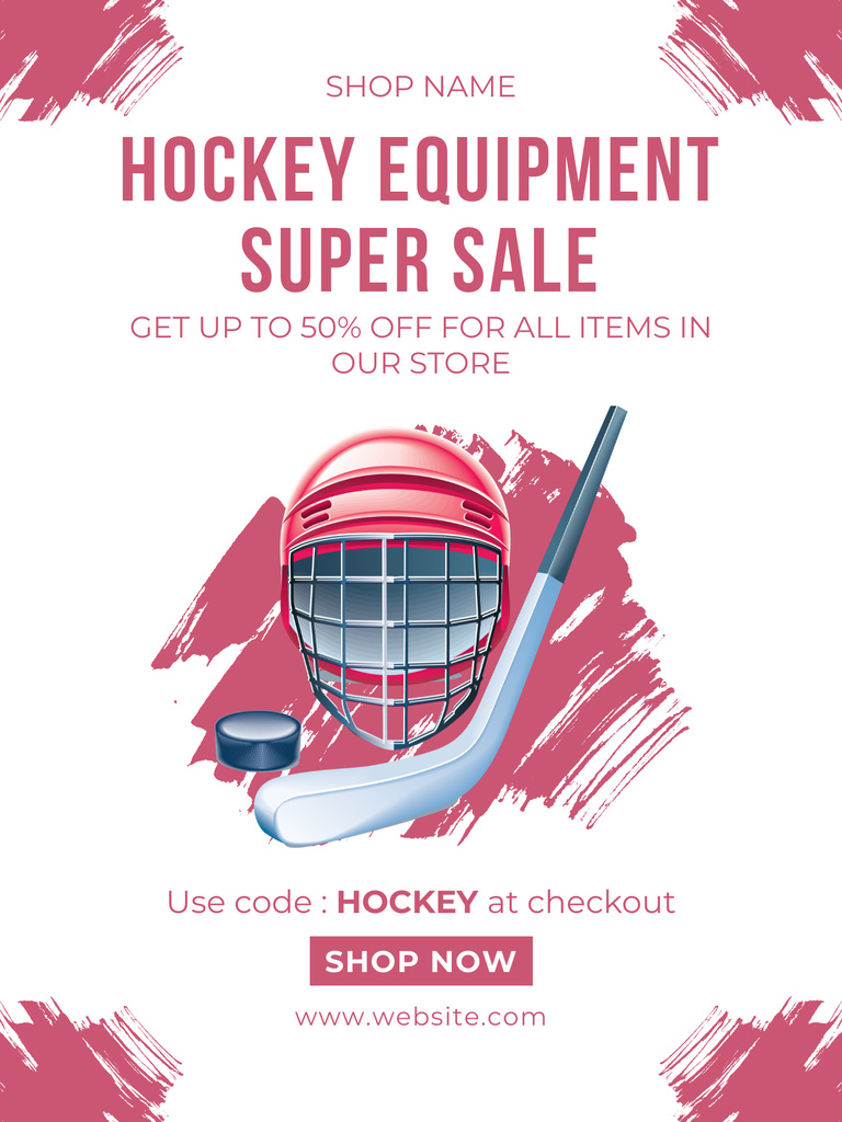Hockey Equipment Sale Announcement Poster US Design Template