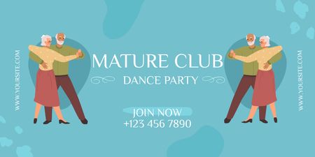 Anúncio de clube de dança maduro em azul Twitter Modelo de Design