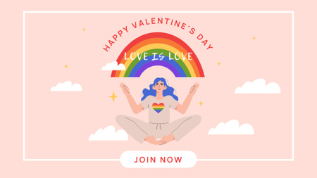 Happy Valentine's Day with Woman and Rainbow FB event cover Design Template