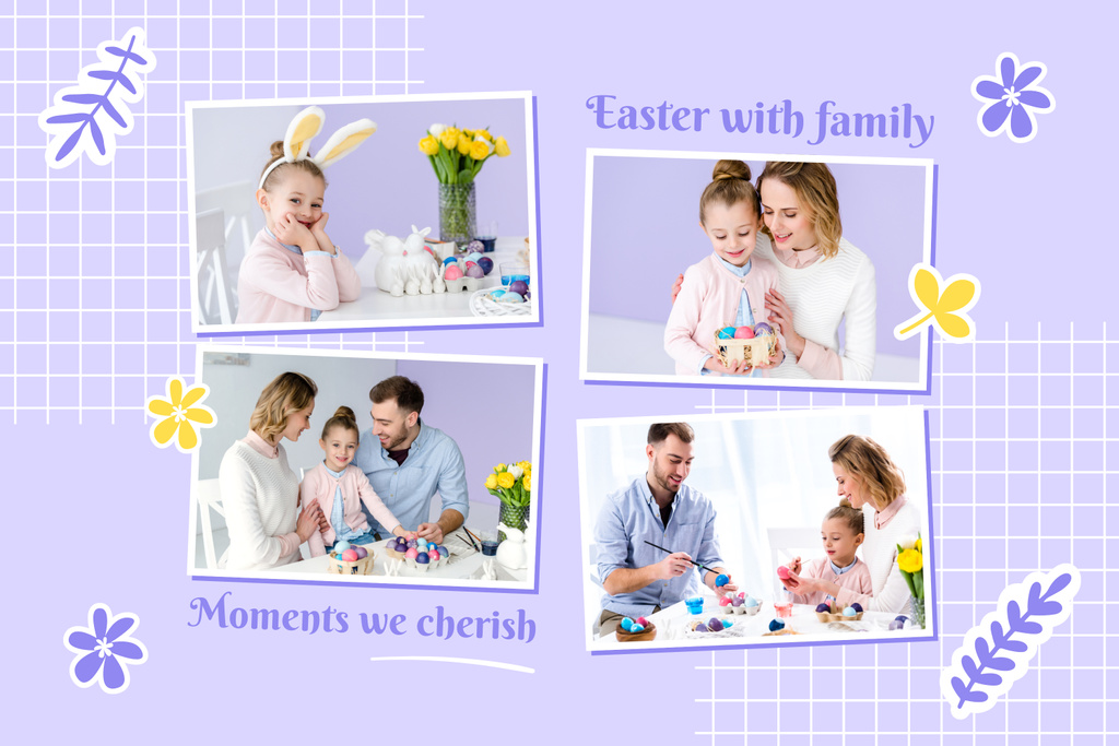 Happy Family Preparing for Easter Mood Board Tasarım Şablonu