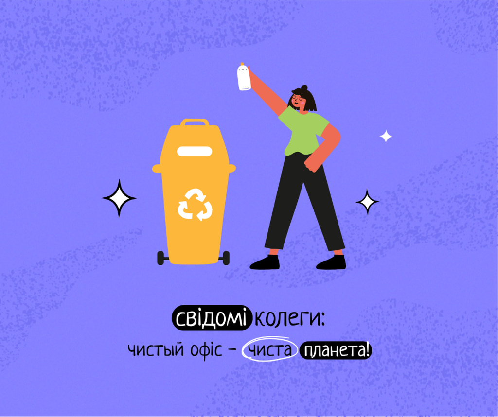 Designvorlage Eco Lifestyle Concept with woman recycle garbage für Facebook