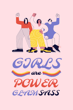 Plantilla de diseño de Girl Power Inspiration with Women on Riot Pinterest 