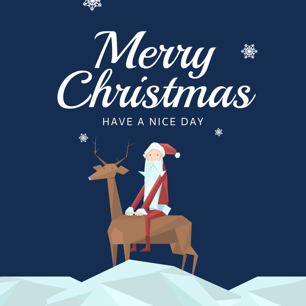 Christmas Greeting with Funny Santa on Deer Instagram Modelo de Design