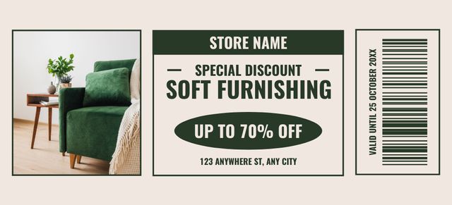 Soft Furnishing Special Discount Coupon 3.75x8.25in Tasarım Şablonu