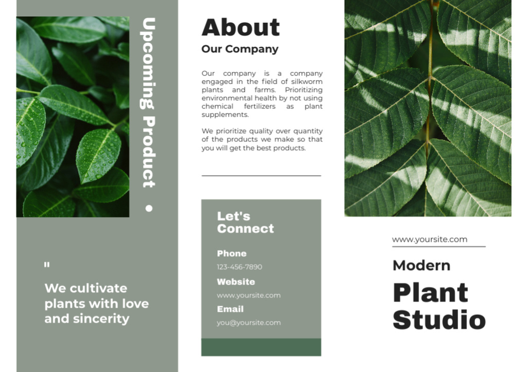 Plantilla de diseño de Plant Studio Green Brochure 