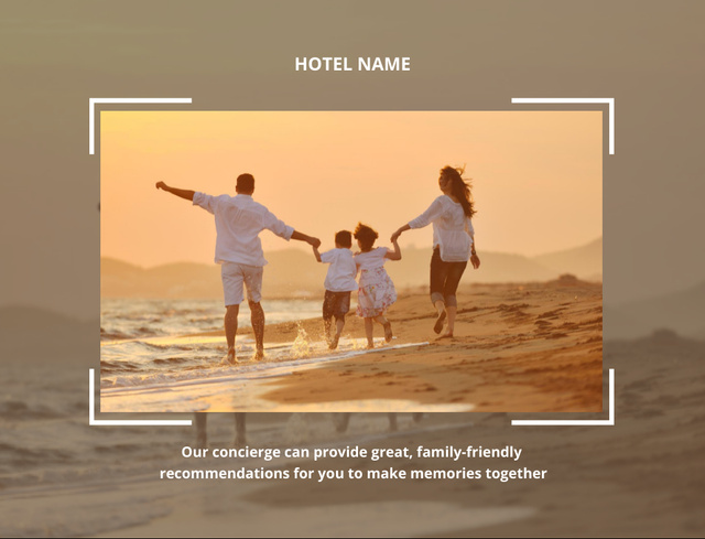Happy Family Together Seaside in Sunset Postcard 4.2x5.5in Design Template