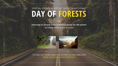 Plantilla de diseño de Evento del Día Internacional de los Bosques Forest Road View Title 1680x945px 