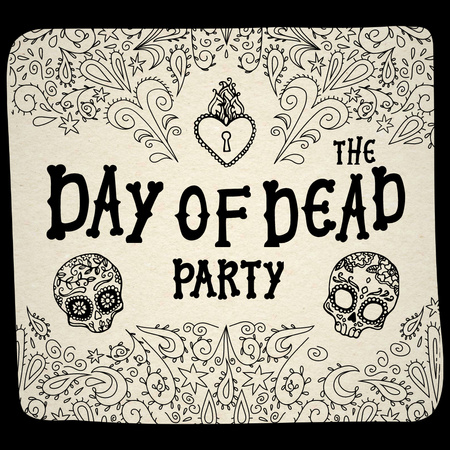день мёртвых вечеринка объявление с цветочными черепами Animated Post – шаблон для дизайна