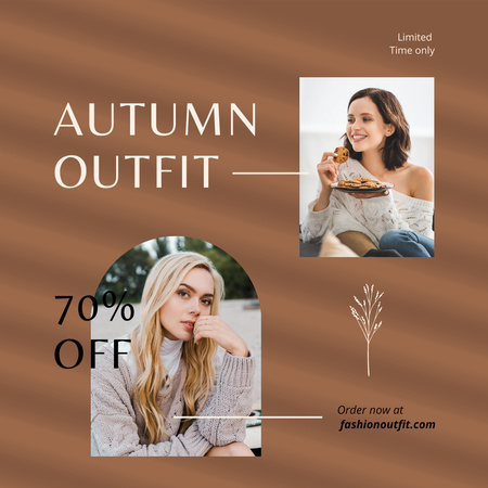 Autumn Clothes for Women on Brown Instagram Design Template