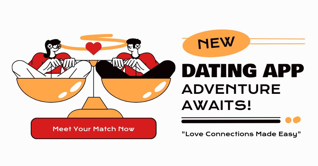 Discover Love with Innovative Dating App Facebook AD tervezősablon