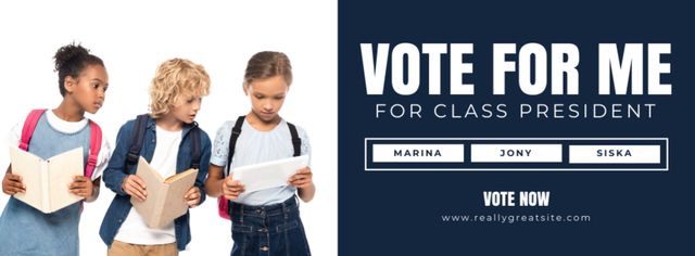 Children at Vote for Class President Facebook cover Design Template